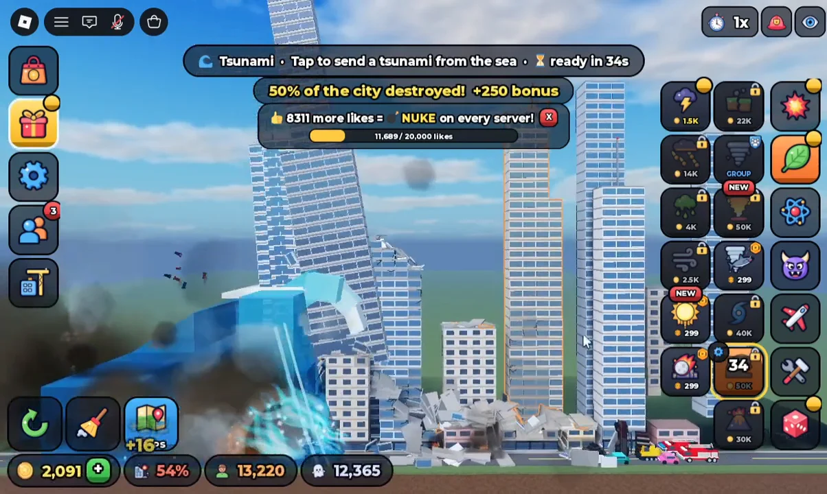 The 50% banner during a Tsunami run
